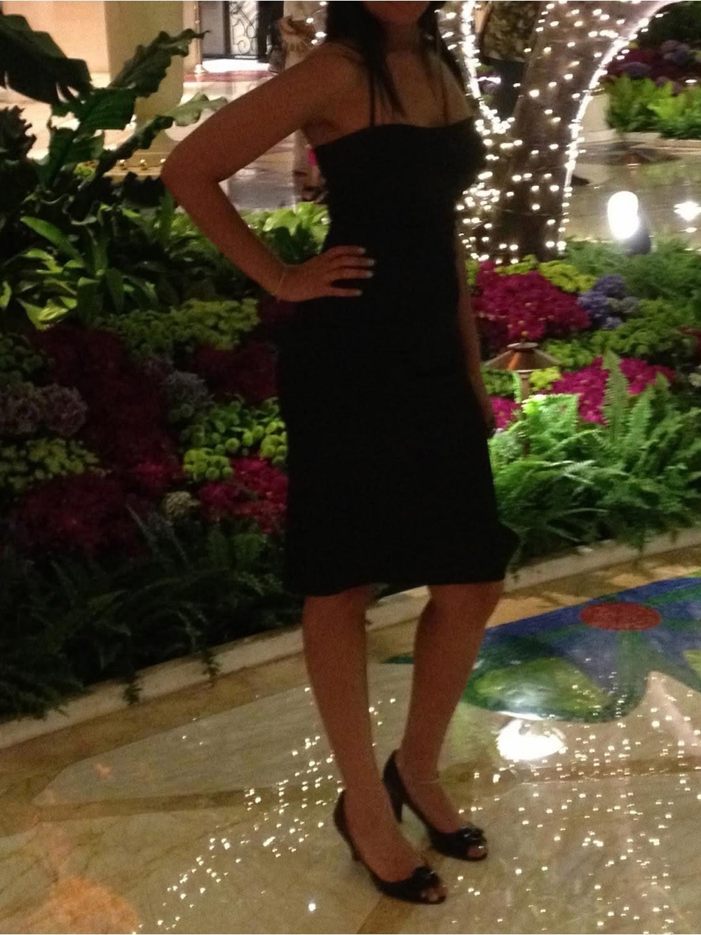 bebe Black Satin Strapless Dress